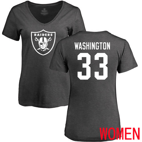 Oakland Raiders Ash Women DeAndre Washington One Color NFL Football #33 T Shirt->women nfl jersey->Women Jersey